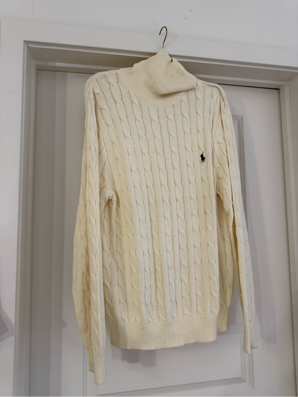 Polo by Ralph Lauren Ivory Cable Knit Turtleneck Sweater